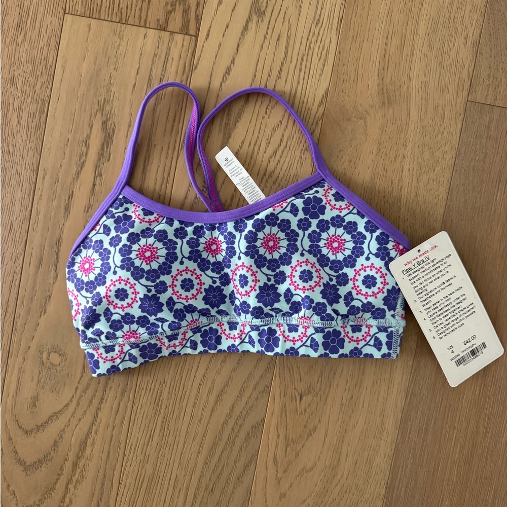 Kids Floral Swim Top - Purple and Blue